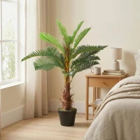 HOMCOM Palmera Artificial 100 cm con 21 Hojas y Maceta, Verde(m-6)