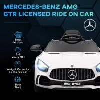 AIYAPLAY Mercedes-Benz AMG GTR Licensed 12V Kids Ride on Car, Battery Powered Kids Electric Car with Remote Control, Soft Start, LED Lights, Music Horn, 3 Speeds, for Ages 3-6 Years, White(m-4)