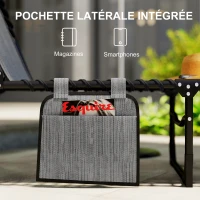 Outsunny Chaise longue pliable bain de soleil dossier inclinable 5 niveaux têtière amovible 189 x 58 x 30 cm gris(m-7)