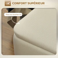 HOMCOM Banc banquette coffre de rangement 2 en 1 en tissu avec pieds en acier noir 102 x 40 x 39,5 cm beige(m-6)