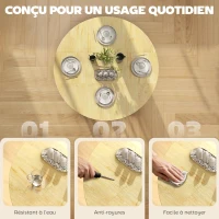 HOMCOM Table à manger pliante sur roulettes, table de cuisine pour 4 personnes avec étagère intégrée, 100 x 100 x 75 cm, chêne(m-6)