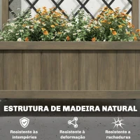 Outsunny Floreira de Madeira com Grade Metálica e Rodas para Plantas Trepadeiras Vaso Elevado 72x36x168 cm Carbonizado(m-6)