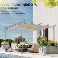 Outsunny Telo per Pergola Gazebo 3x3 m con Fori di Drenaggio in Poliestere Traspirante UV30+, 288x298 cm, Beige(m-6)