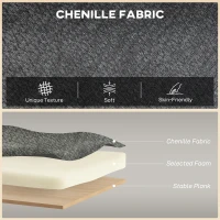 HOMCOM 2-osobowa sofa, mała sofa z chenille, oparcie skrzydłowe, grube siedzisko, nogi z drewna kauczukowego, szara(m-4)