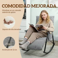 HOMCOM Silla Mecedora con Respaldo y Reposapiés Ajustables Mecedora Sillón Balancín Tapizado en Lino 62x100x89 cm Negro(m-4)