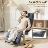 HOMCOM Poltrona de Salão com Apoio para os Pés Ajustável Estofada em Veludo com Estrutura de Madeira 67x93x105 cm Cinzento Escuro(m-6)