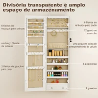 HOMCOM Espelho de Joias com Luz LED, Armário Montado na Parede ou Porta com Fechadura e Espelho Branco de Corpo Inteiro(m-6)