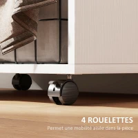 HOMCOM Armoire penderie armoire de rangement mobile avec rideau, tringle de suspension, 60 x 40 x 128 cm, blanc(m-6)