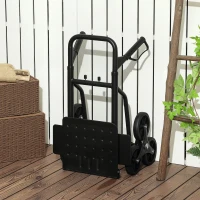 DURHAND Diable d'escalier pliable 120 kg 6 roues, diable demenagement en acier avec cordes télescopiques, 44x38x106,5cm, noir(m-7)