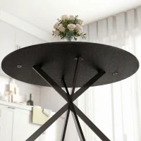 HOMCOM Okrągły stół jadalniany dla 4 osób, stół kuchenny w stylu industrialnym ze stalowymi nogami, do jadalni, kuchni, czarny(m-9)