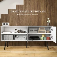 HOMCOM Meuble TV pour télévision jusqu'à 65 pouces avec 2 compartiments ouverts et 1 étagère réglable 145x38x65 cm Blanc(m-4)