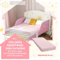 AIYAPLAY Cama Infantil para Crianças +3 Anos 70x140 cm em Madeira com Armazenamento e Desenhos de Estrelas para Dormitório Rosa(m-8)
