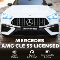 AIYAPLAY Elektryczny samochód dla dzieci, design Mercedes, silniki 12V, zdalne sterowanie, światła LED, muzyka, dla dzieci 3-6 lat, biały(m-4)
