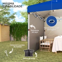 Outsunny Tenda Dobrável Pop-up 3x3 m com 2 Laterais Anti-UV Altura Ajustável Sacos de Areia e Saco de Transporte Azul(m-7)