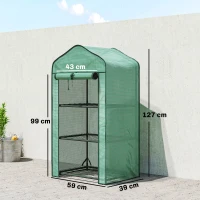 Outsunny Estufa de jardim com 3 prateleiras, estufa de varanda, cobertura reforçada em PE, estrutura em aço, 59 x 39 x 127 cm, verde(m-3)