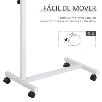 HOMCOM Mesa Auxiliar com Rodas para Sofá e Cama Altura Ajustável e Estrutura de Aço 77x40x76-100 cm Nogueira Escura(m-6)