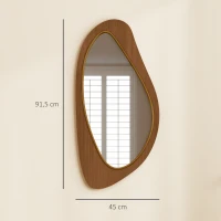 HOMCOM Miroir mural asymétrique 91,5 x 45 cm, miroir suspendu moderne, cadre en bois, effet bois naturel(m-3)