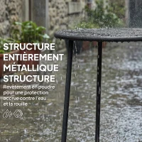 Outsunny Table basse extérieure pour 2 personnes, table de jardin ronde base en X avec structure en métal, Ø 50 x 45,5 cm, noir(m-4)