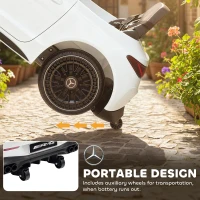 AIYAPLAY Elektryczny samochód dla dzieci, design Mercedes, silniki 12V, zdalne sterowanie, światła LED, muzyka, dla dzieci 3-6 lat, biały(m-6)