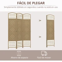 HOMCOM Biombo Separador de Ambientes de 3 Paneles Plegable de Cuerda de Papel 120x170cm Decoración para Dormitorio Natural(m-4)