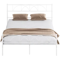HOMCOM Struttura Letto con Testiera, Supporto a Doghe in Acciaio e Spazio di Stoccaggio Sotto il Letto, 161.5x208x98 cm, Bianco(m-7)