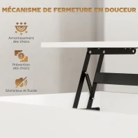 HOMCOM Table basse relevable, table de salon avec compartiment caché et 2 tiroirs, 100 x 50 x 44 cm, blanc(m-5)