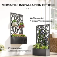 Outsunny Metalowa Podwyższona Grządka z Kratką, Montaż na Ścianie lub Wolnostojąca, Donica z Osłoną(m-5)