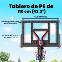SPORTNOW Canasta de Baloncesto Exterior con Ruedas Altura Ajustable 235-305 cm Base Rellenable y Bolsa de Peso Negro(m-8)