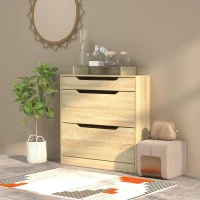 HOMCOM Armoire à Chaussures 2 tiroirs rabattables + 1 tiroir Coulissant + 1 comptoir et 1 Plateau en Verre étagère réglable(m-10)