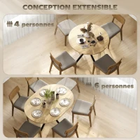HOMCOM Table à manger extensible ovale pour 4 à 6 personnes, table de cuisine avec rallonge 100-135 cm, effet bois naturel(m-4)