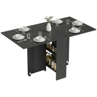 HOMCOM Table pliante de cuisine salle à manger amovible sur roulettes 75 x 140 x 74 cm coloris noir