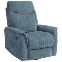 HOMCOM Fauteuil inclinable manuel pivotant avec repose-pieds rétractable, dossier réglable, bleu(m-11)