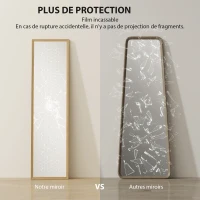 HOMCOM Miroir rectangulaire sur pied miroir de sol pour vestiaire salon salle de bain couloir 40 x 47 x 147 cm naturel(m-6)