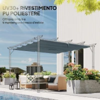 Outsunny Telo per Pergola Gazebo 3x3 m con Fori di Drenaggio in Poliestere Traspirante UV30+, 288x298 cm, Grigio(m-6)