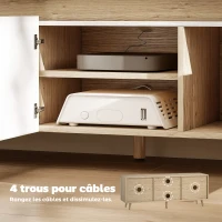 HOMCOM Meuble TV 120 cm, meuble télé pour téléviseur jusqu'à 55 pouces avec 3 portes, étagère réglable, chêne et blanc(m-6)