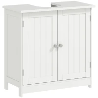 HOMCOM Meuble sous lavabo, meuble de salle de bain placard à 2 portes, étagère réglable, anti-humidité, 60 x 30 x 60 cm, blanc(m-11)