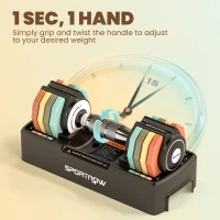 SPORTNOW Regulowany Zestaw Hantli, 1-5 kg Hantli z Podstawką, Antypoślizgowy Uchwyt, Kompaktowy Design(m-5)