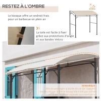 Outsunny Abri pour Barbecue, Tonnelle de Jardin 215 x 150 x 220 cm en Métal avec Crochets pour Terrasse, Jardin, Cour, Beige(m-4)