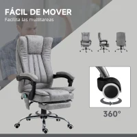 Vinsetto Silla de Oficina con 6 Puntos de Masaje Ajustable con Función de Calefacción Reposapiés Retráctil y Control Remoto Gris(m-5)