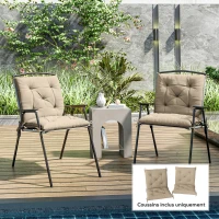 Outsunny Lot de 2 coussins de chaise d'extérieur, galette de chaise avec attaches, coussins de jardin 98 x 50 x 8 cm beige(m-10)