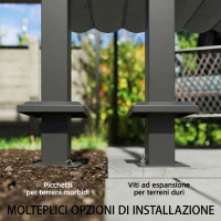 Outsunny Pergola Addossata 3x3 m con Tetto Retrattile Scorrevole UV30+ e Fori di Drenaggio, Grigio Scuro(m-6)