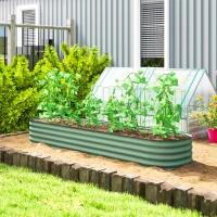 Outsunny Jardinière surélevée carré potager de jardin en acier modulable pour légumes, plantes, fleurs, dim. 240 x 62 x 30cm(m-2)