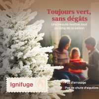 HOMCOM Sapin de Noël artificiel floqué de neige 180 cm, arbre de Noël avec 1815 branche, support en métal pliable, vert(m-4)