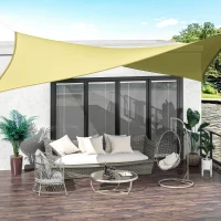 Outsunny Voile d'ombrage rectangulaire 4x6m toile ombrage extérieur protection anti-UV pour jardin terrasse patio balcon, sable(m-10)