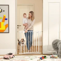 PawHut Barierka ochronna na schody i drzwi z automatycznym zamykaniem bez wiercenia 76-82 x 76 cm, biały(m-2)