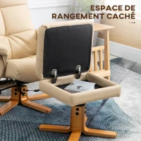 HOMCOM Fauteuil relax massant avec pouf, fauteuil de relaxation pivotant à 360°, dossier inclinable, 80 x 86 x 99 cm, crème(m-5)