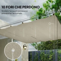 Outsunny Telo per Pergola Gazebo 3x3 m con Fori di Drenaggio in Poliestere Traspirante UV30+, 288x298 cm, Beige(m-7)