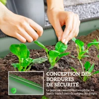 Outsunny Jardinière surélevée carré potager de jardin en acier modulable pour légumes, plantes, fleurs, dim. 240 x 62 x 30cm(m-6)