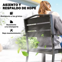 Outsunny Juego de 4 Sillas de Jardín Exterior Apilables con Reposabrazos Respaldo y Asiento Marco Metálico 52x51x90 cm Negro(m-5)