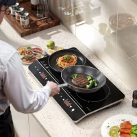 HOMCOM Plaque à induction double portable 3500 W 10 températures 8 puissances minuterie écran LED verrouillage enfant noir(m-10)